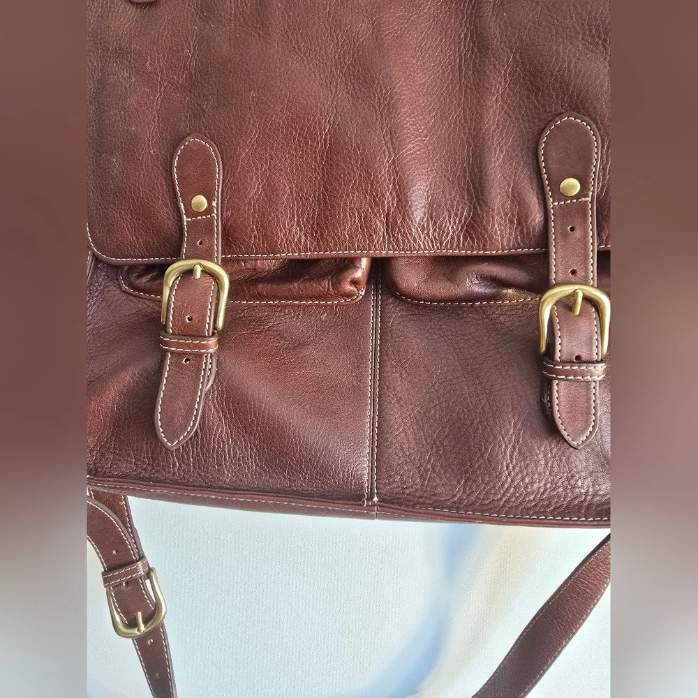 AUSTIN REED BROWN LEATHER CROSBODY LAPTOP/BRIEFCASE MAN MESSENGER BAG